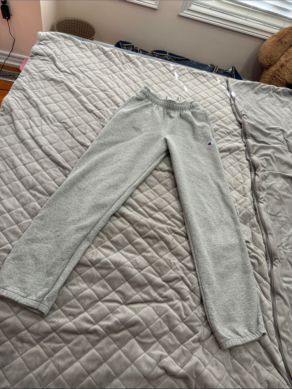 Champion Light Gray Men’s Fleece Joggers with Elastic Waist